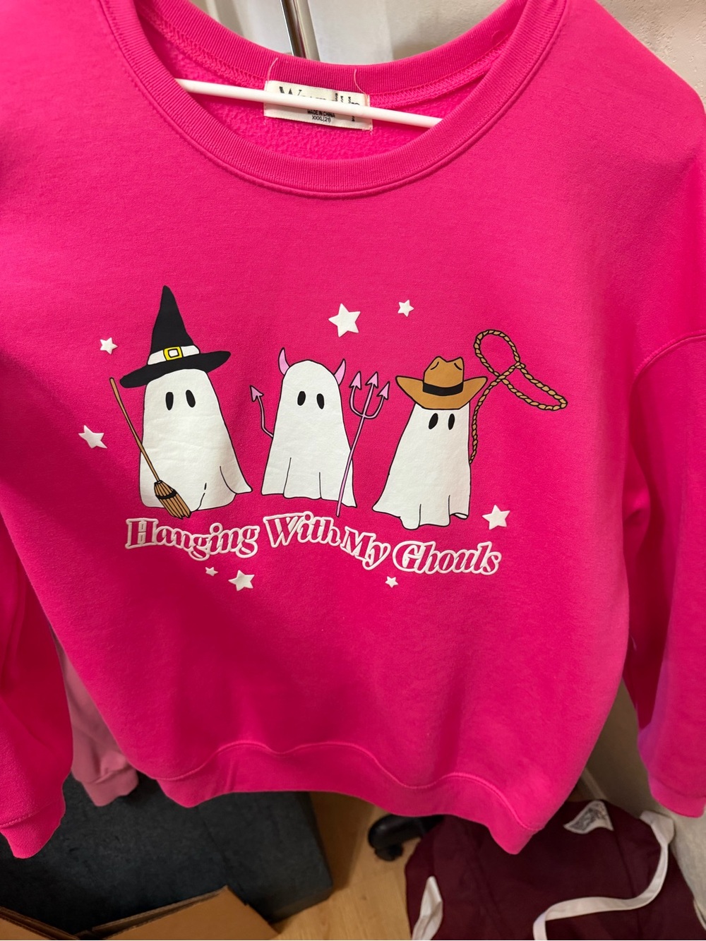 Wound Up Hot Pink Ghosts Graphic Crewneck
